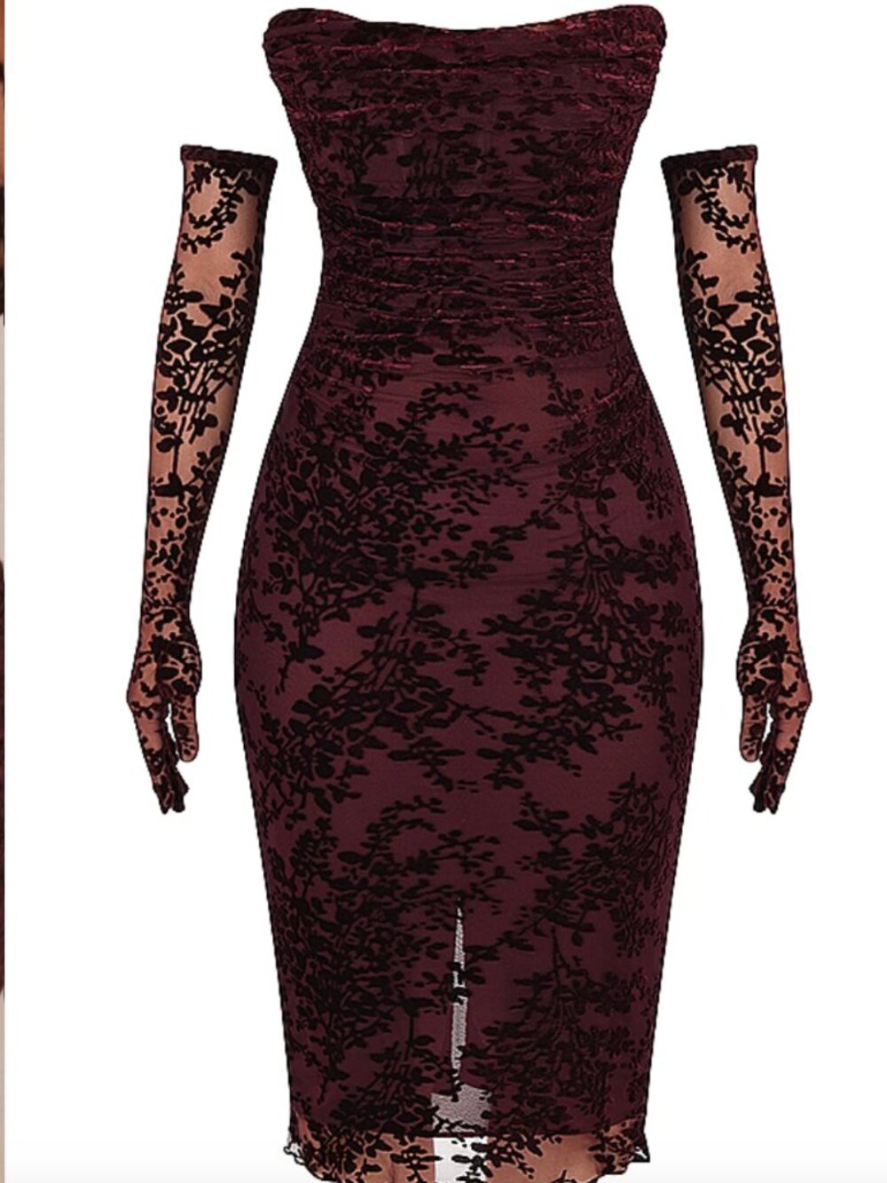 House of CB Isadora Strapless Lace Dress with Gloves Small - Picture 3 of 7